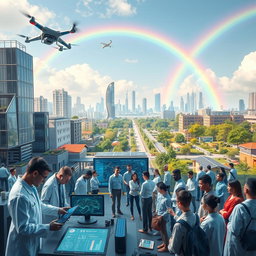 A visually stunning representation of the interaction between science, technology, and society