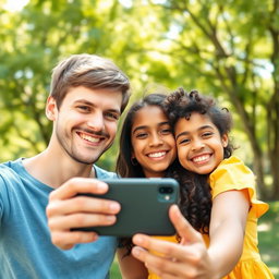 A heartwarming scene of two siblings smiling happily as they take a selfie together
