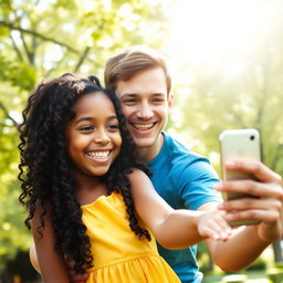 A heartwarming scene of two siblings smiling happily as they take a selfie together