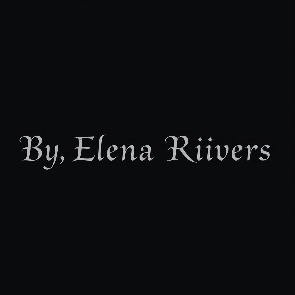 A black background featuring the text 'By, Elena Rivers' elegantly centered in a single line