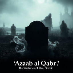 A haunting depiction of the concept of 'Azaab al-Qabr' (Punishment of the Grave) portrayed through a dark, atmospheric scene