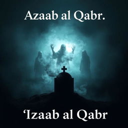 A haunting depiction of the concept of 'Azaab al-Qabr' (Punishment of the Grave) portrayed through a dark, atmospheric scene
