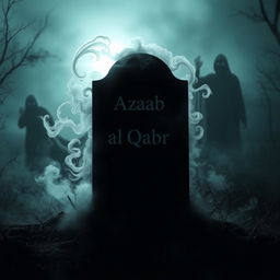 A haunting depiction of the concept of 'Azaab al-Qabr' (Punishment of the Grave) portrayed through a dark, atmospheric scene