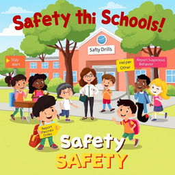 A vibrant and engaging illustration promoting safety in a school environment