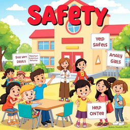 A vibrant and engaging illustration promoting safety in a school environment