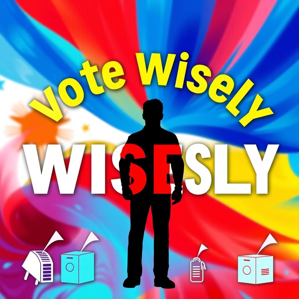 A digital poster about the elections in the Philippines, featuring prominent text that says "Vote Wisely"