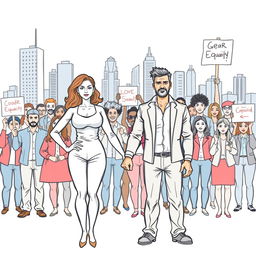 A powerful sketch depicting a diverse group of people symbolizing gender equality