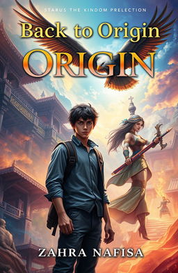A fantasy book cover design for 'Back to Origin' by Zahra Nafisa