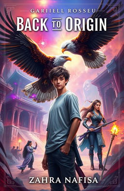 A fantasy book cover design for 'Back to Origin' by Zahra Nafisa