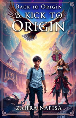 A fantasy book cover design for 'Back to Origin' by Zahra Nafisa