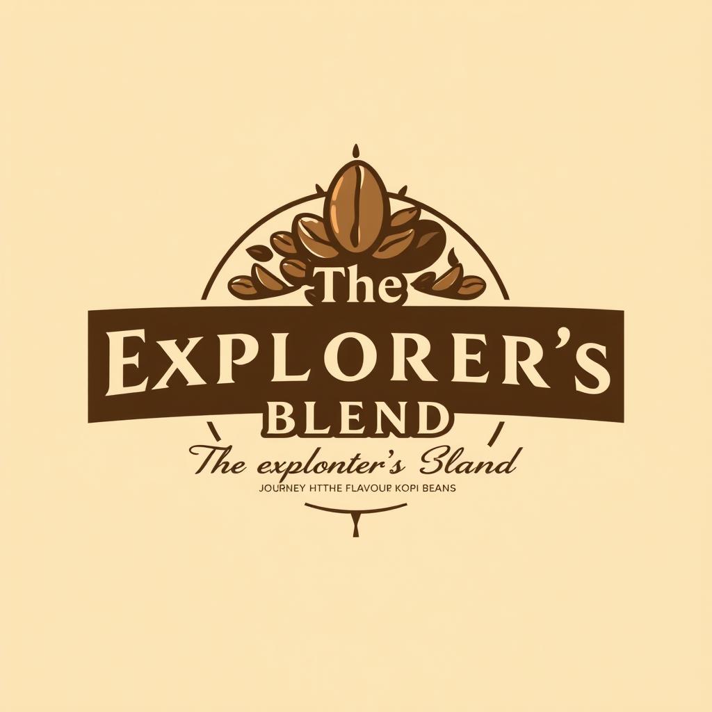 A logo design for a coffee brand named "The Explorer's Blend"