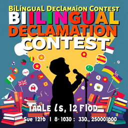 A colorful and engaging poster for a bilingual declamation contest