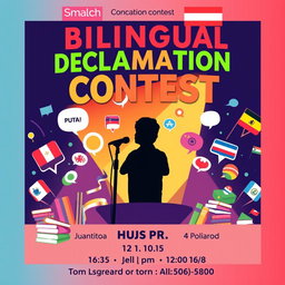 A colorful and engaging poster for a bilingual declamation contest