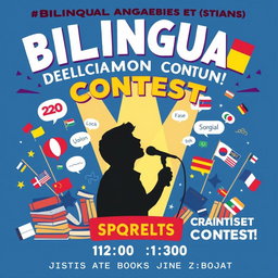 A colorful and engaging poster for a bilingual declamation contest