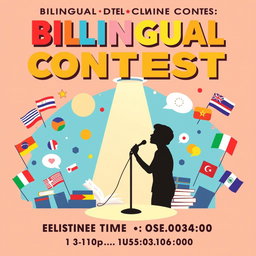 A colorful and engaging poster for a bilingual declamation contest