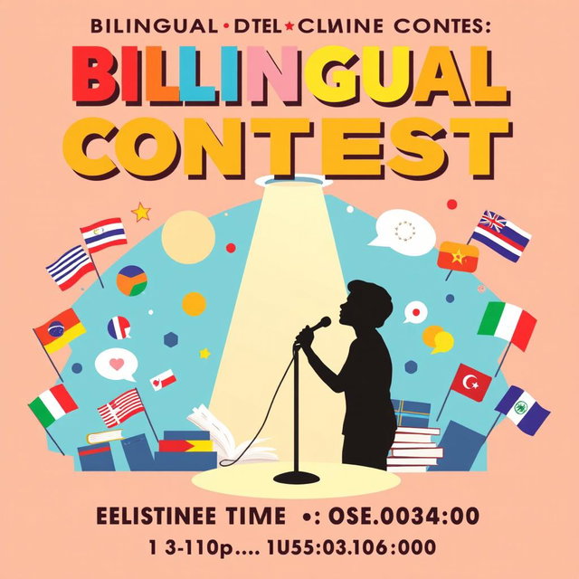 A colorful and engaging poster for a bilingual declamation contest