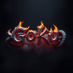 A visually striking 3D rendering of the word 'Goku', beautifully designed with intricate details and bold colors