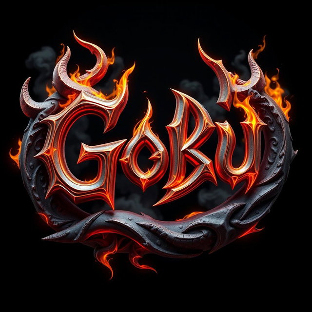 A visually striking 3D rendering of the word 'Goku', beautifully designed with intricate details and bold colors