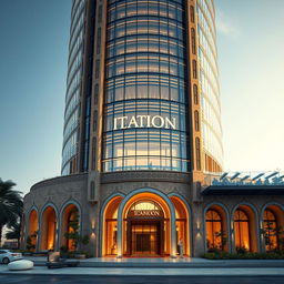 A magnificent and luxurious tower design that combines post-modern and traditional Iranian architecture, featuring curvilinear lines inspired by Persepolis