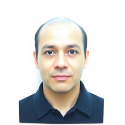 A passport photo featuring a person with a neutral expression, looking directly at the camera