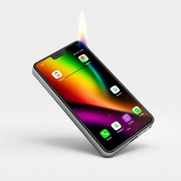 A lighter designed to resemble a sleek modern smartphone screen, featuring a glossy surface with realistic touch icons, vibrant colors, and a thin, elegant profile