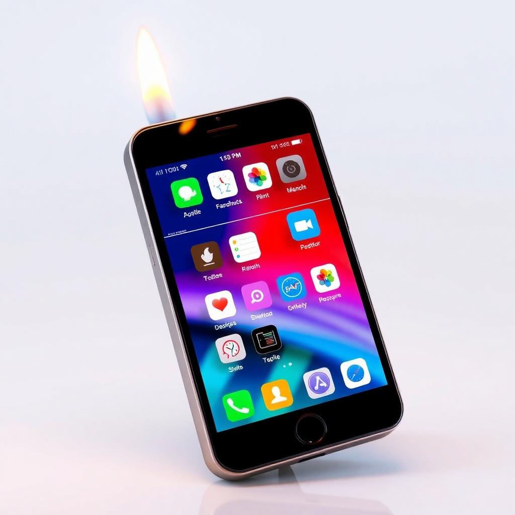 A lighter designed to resemble a sleek modern smartphone screen, featuring a glossy surface with realistic touch icons, vibrant colors, and a thin, elegant profile