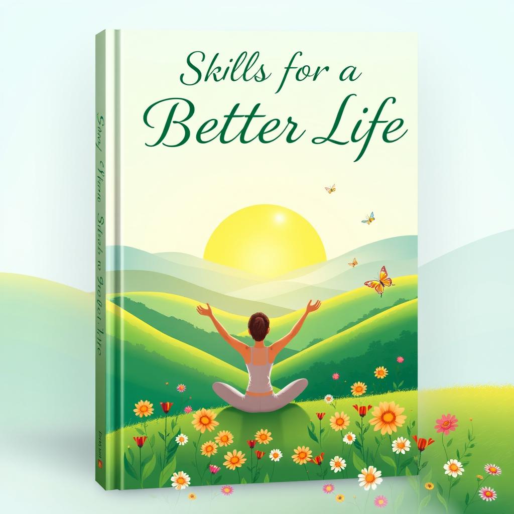 An inspiring and beautifully illustrated book cover titled 'Skills for a Better Life', showcasing a serene landscape with a sunrise, symbolizing hope and new beginnings