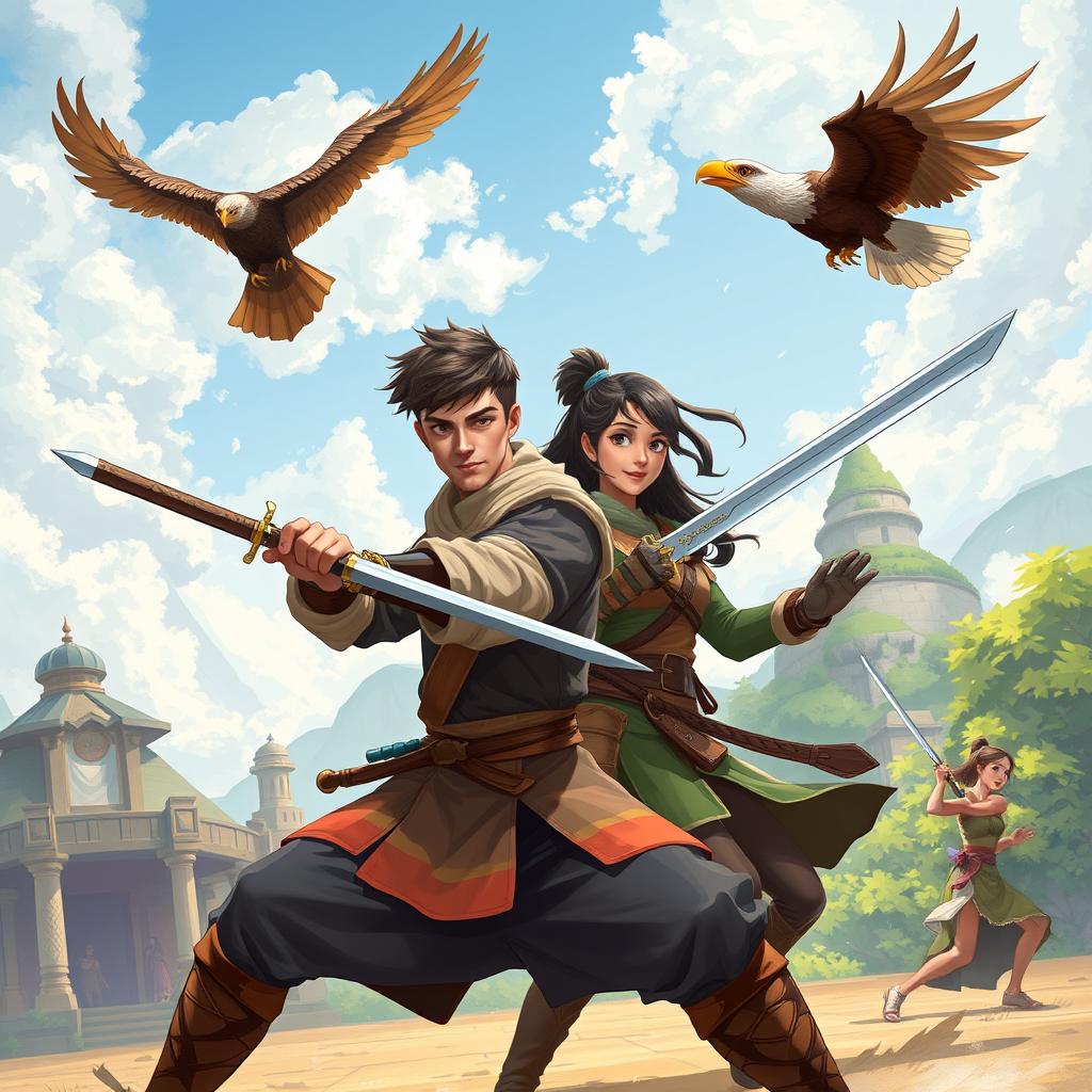 A dynamic illustration of Gabriel Rosseu, a young student transformed by his journey in a fantastical world