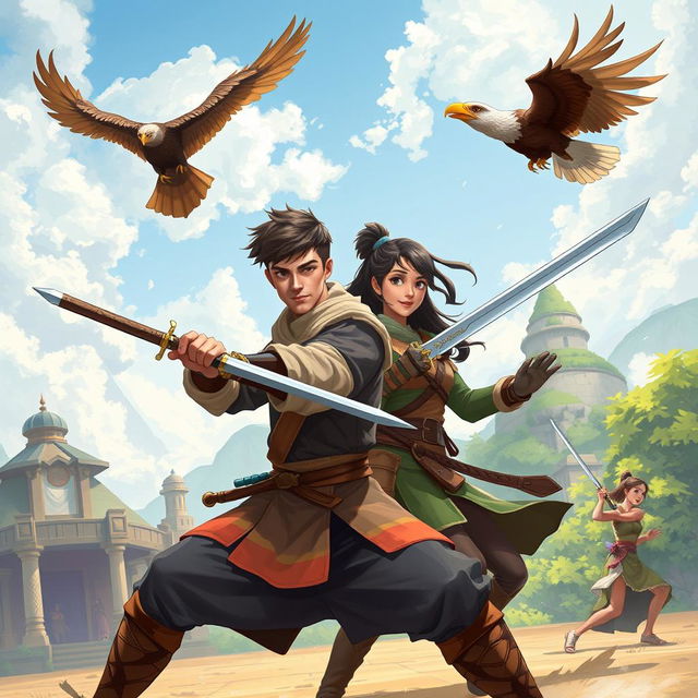 A dynamic illustration of Gabriel Rosseu, a young student transformed by his journey in a fantastical world