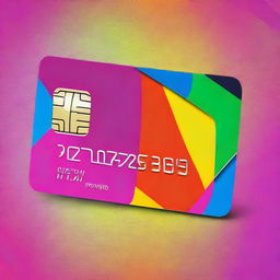 A vivid, colourful credit card design, rendered in a pop-art style featuring bold colours and strong graphical elements, with all personal details omitted for privacy.