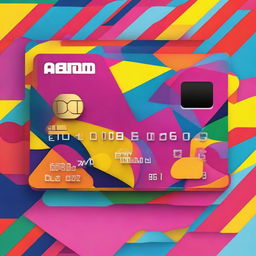 A vivid, colourful credit card design, rendered in a pop-art style featuring bold colours and strong graphical elements, with all personal details omitted for privacy.