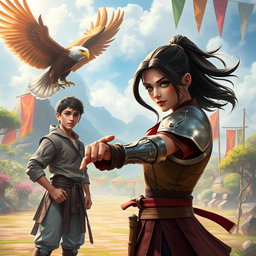 A captivating fantasy scene featuring Gabriel Rosseu, a young student in a magical, unknown world