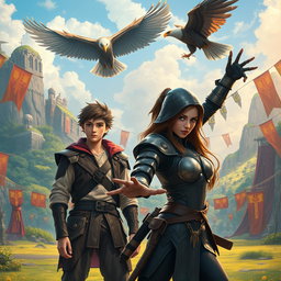 A captivating fantasy scene featuring Gabriel Rosseu, a young student in a magical, unknown world