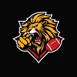 A dynamic sports logo featuring a fierce lion, symbolizing strength and power