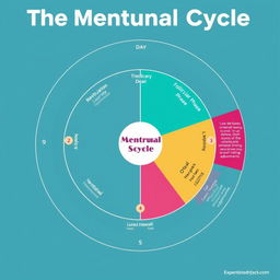 An educational diagram showcasing the menstrual cycle, presented in a circular format