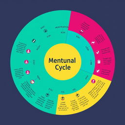 An educational diagram showcasing the menstrual cycle, presented in a circular format
