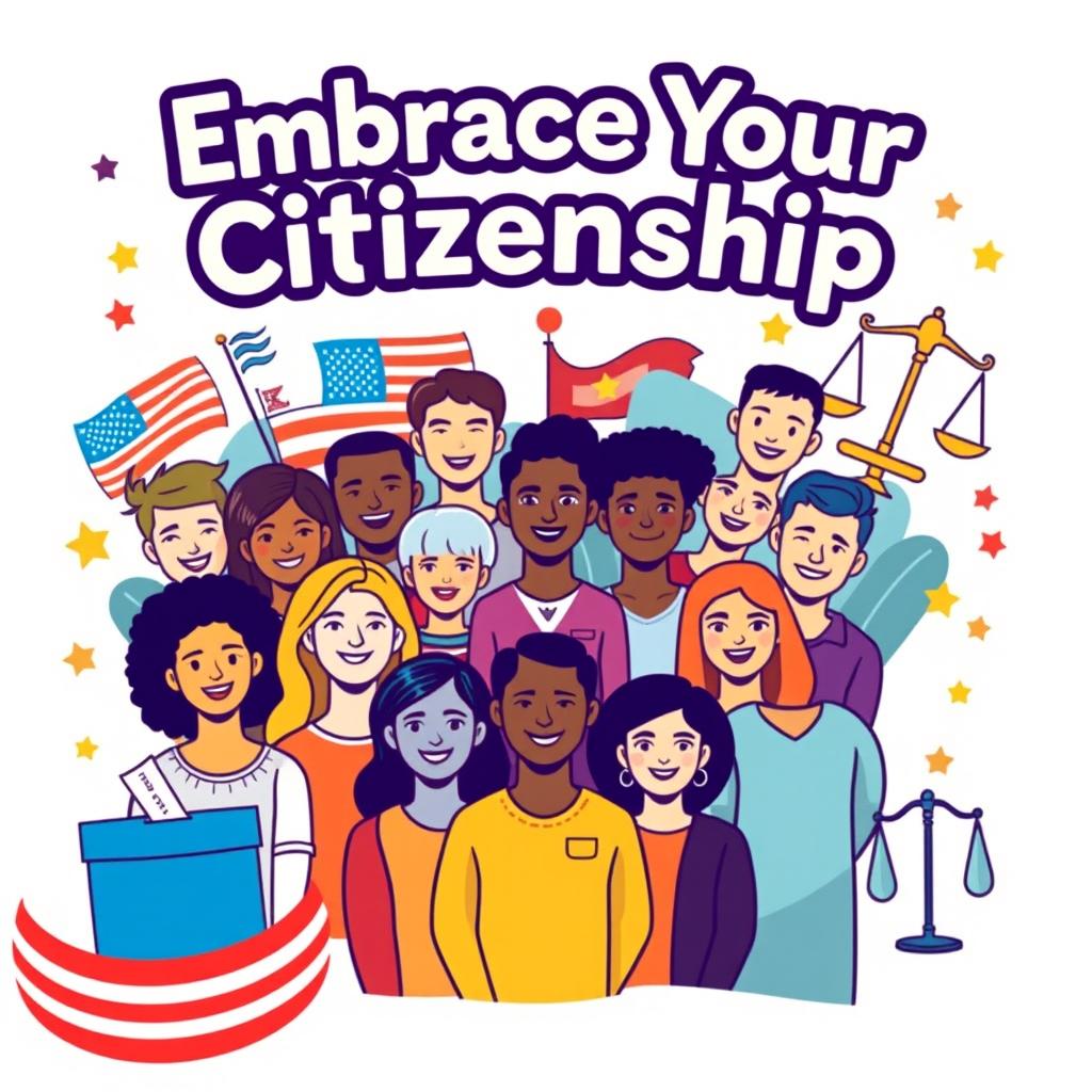 A vibrant and engaging poster that promotes the concept of citizenship