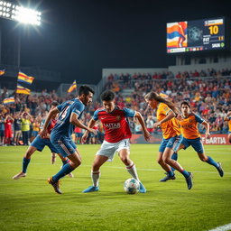 A dynamic soccer scene capturing the excitement of a match