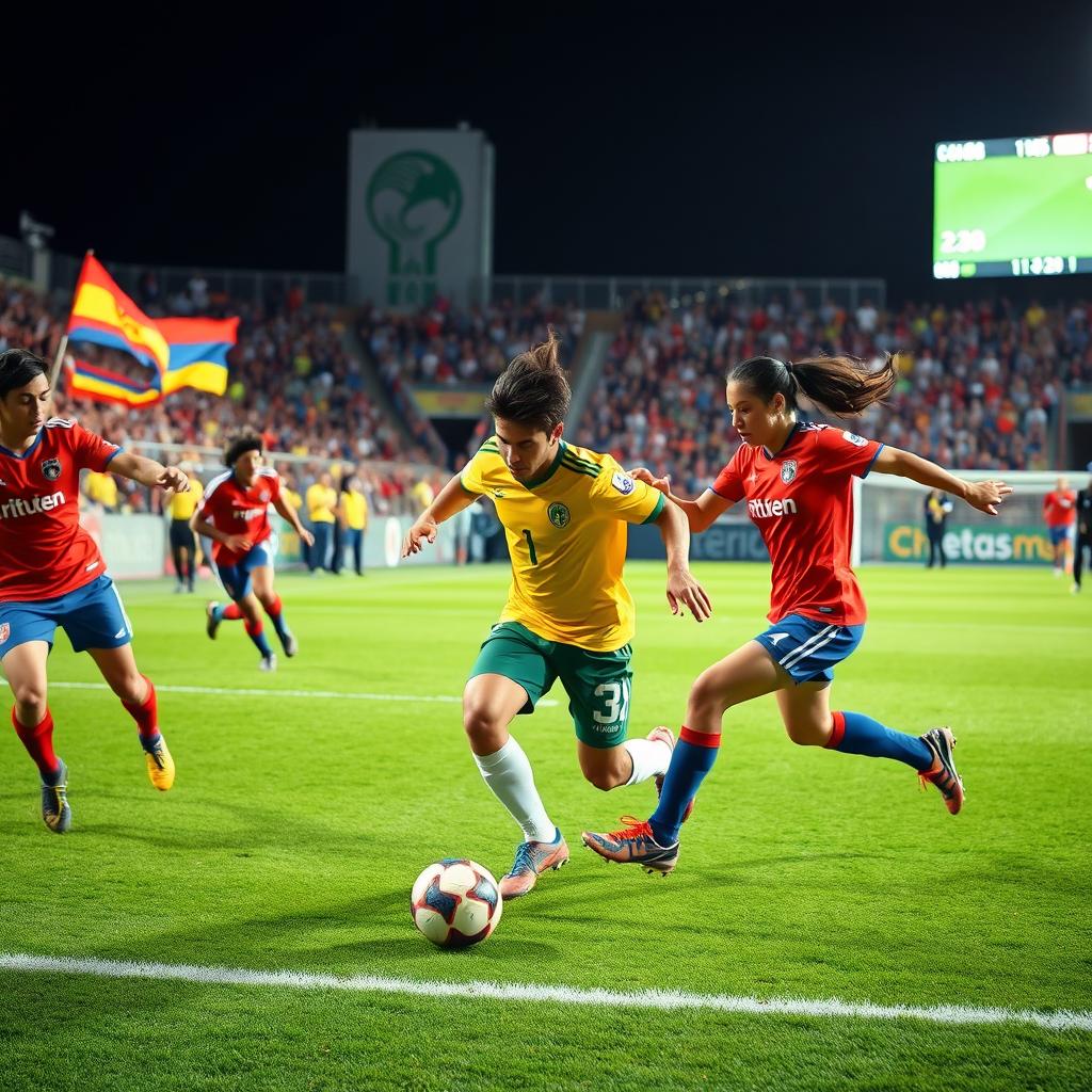 A dynamic soccer scene capturing the excitement of a match