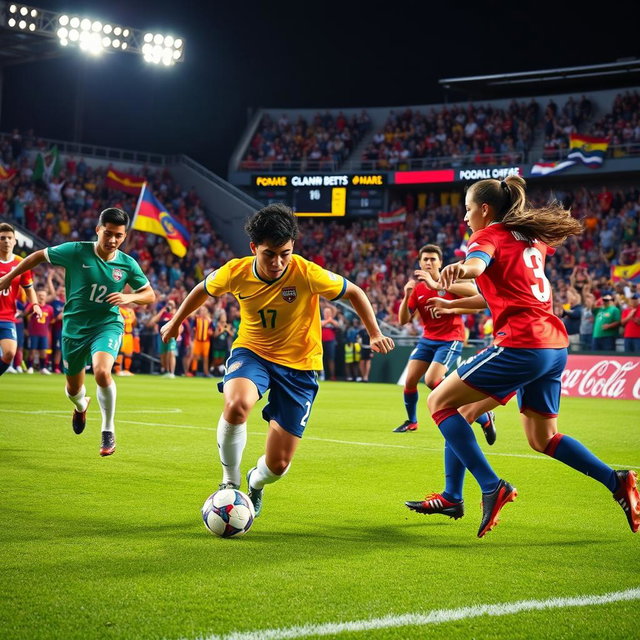 A dynamic soccer scene capturing the excitement of a match