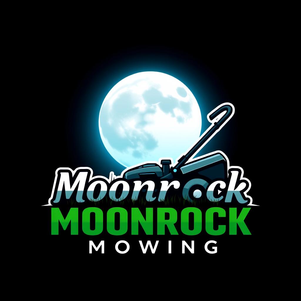 An eye-catching logo design featuring a large, glowing moon as the central element, prominently displayed against a night sky