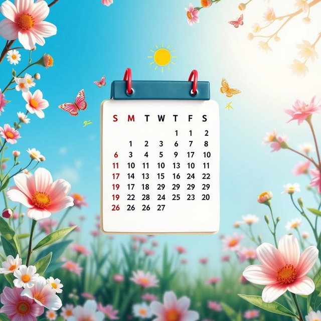 A beautifully illustrated calendar for the month of March 2024, prominently featuring the date 19