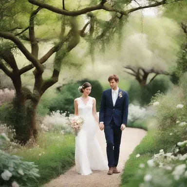 The couple strolled through the garden, admiring the delicate blooms of the aerophyte plants hanging from the trees.