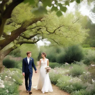 The couple strolled through the garden, admiring the delicate blooms of the aerophyte plants hanging from the trees.