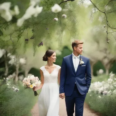 The couple strolled through the garden, admiring the delicate blooms of the aerophyte plants hanging from the trees.