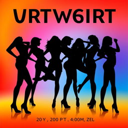 A captivating poster featuring the silhouettes of eight women posed artistically against a vibrant background