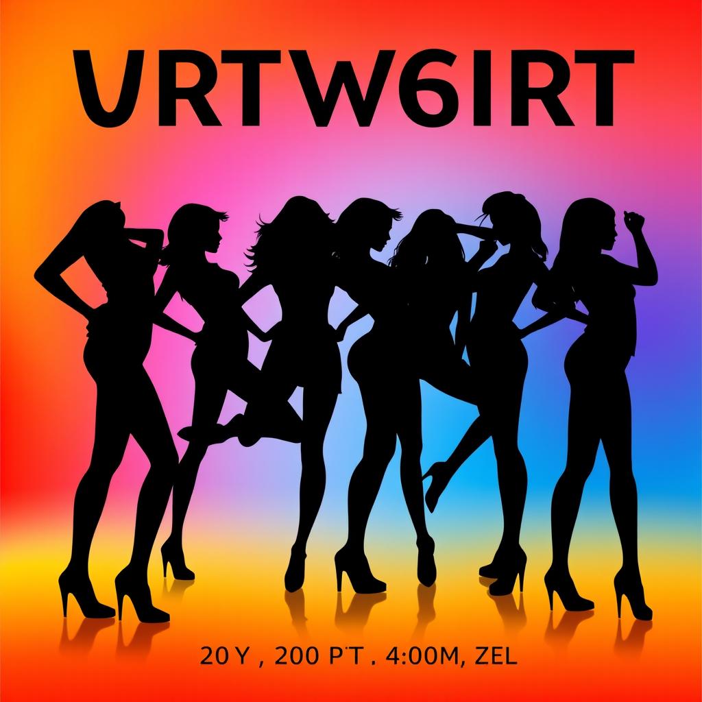 A captivating poster featuring the silhouettes of eight women posed artistically against a vibrant background