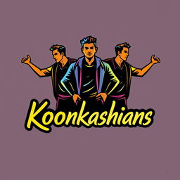 A modern and creative logo featuring three stylized male figures in dynamic poses, representing unity and collaboration