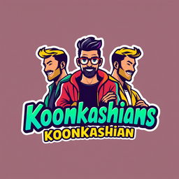 A vibrant and modern logo design featuring three stylized male figures, each exhibiting unique characteristics and poses to represent diversity and camaraderie