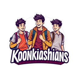 An engaging logo design featuring three male students, each showcasing unique styles such as casual clothing and backpacks, symbolizing youth and learning